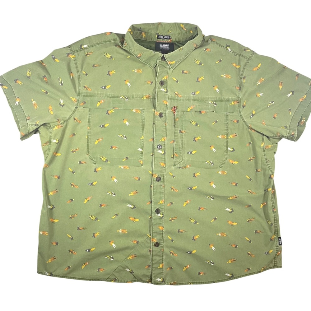 Alaskan Hardgear Duluth Mens Untucked Button Down Shirt 3XL Green Fishing Vented